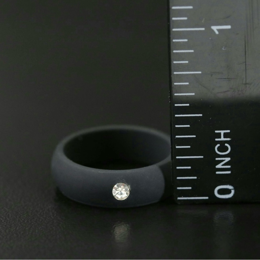 Black Silicone and Rhinestone Band